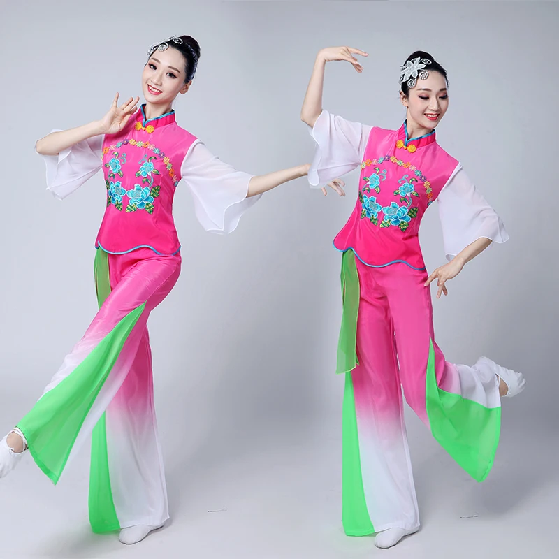 Hanfu Национальный танцевальный костюм для выступлений классический танцевальный веер Традиционный китайский танцевальный костюм