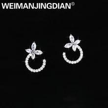 WEIMANJINGDIAN Новое поступление крюк цветок кубический цирконий CZ Кристалл Halo Серьги гвоздики для женщин или свадьбы невесты