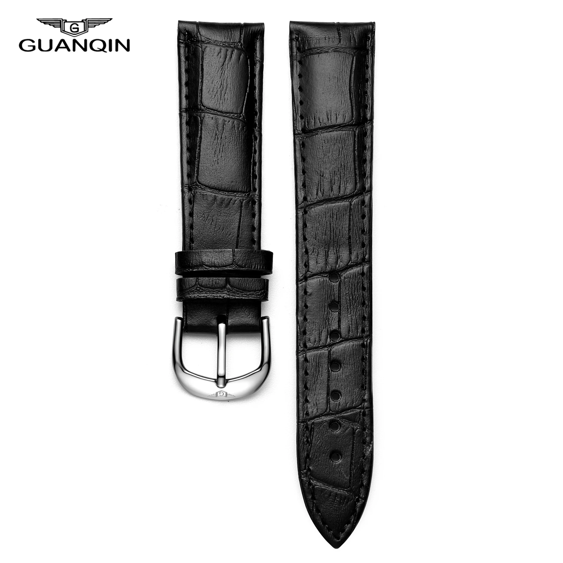 

GUANQIN Original Watch strap for 19mm black brown for 50009 008815