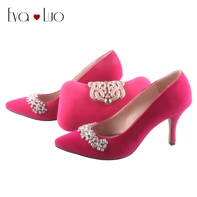 fuschia pink shoes and matching bag