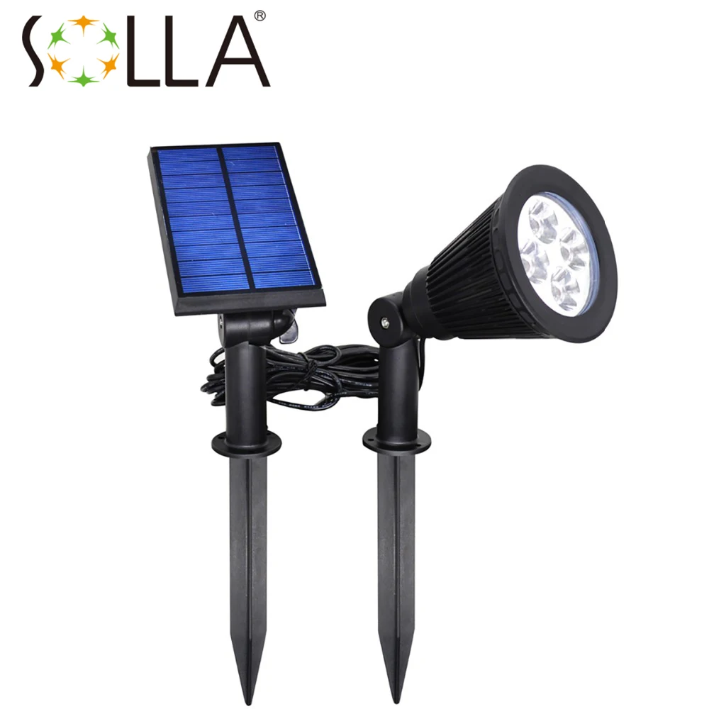 

5V LED Solar Spotlight Lawn light In Ground 4 LED IP65 Landscape Security Lighting with 200 Lumens Adjustable Landscaping Bulb