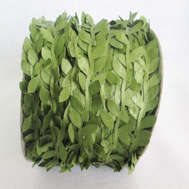 40 м зеленые листья декорированные веревки ленты DIY ручные деревенские Свадебные украшения вечерние тканевые декоративные подарочные упаковочные веревки