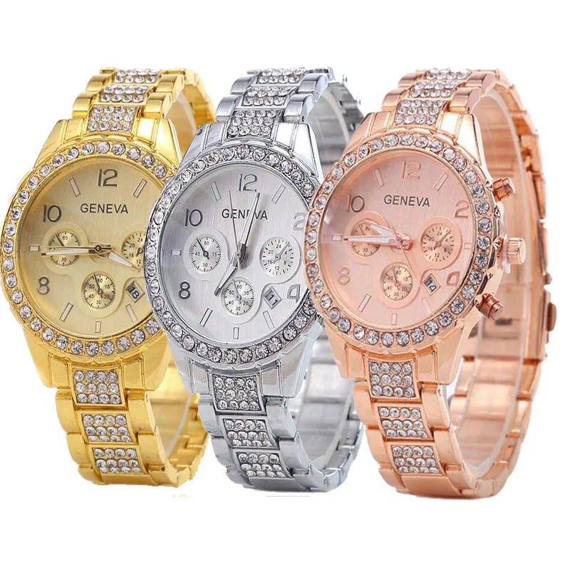 

Luxury New Brand Gold Crystal Casual Quartz Watch Women Full Stainless Steel Dress Watches Ladies Wrist Watch Relogio Feminino