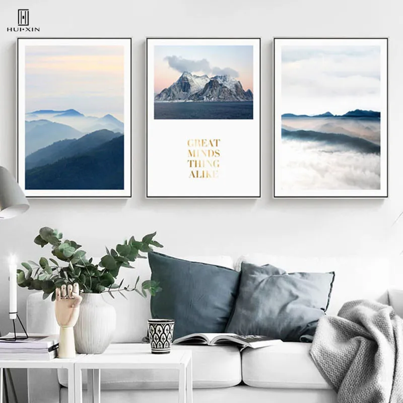 Modern Concise Style Decorative Of The Rolling Green Mountains Surrounded By The White Fog For Home Decor Paintings On Canvas Modern Concise Style Decorative Of The Rolling Green Mountains Surrounded By The White Fog For Home Decor Paintings On Canvas