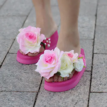 

2019 Newest Elegant Comfort Summer Women Sandals Wedges Slippers Women Shoes Flowers Fashion Flip-flops Casual Shoes Sandals
