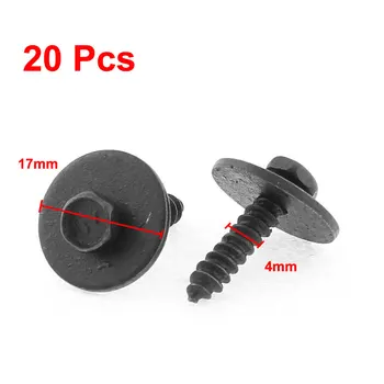 

X Autohaux 20Pcs Black Metal Screw Body Bumper Hood Retainer Clips