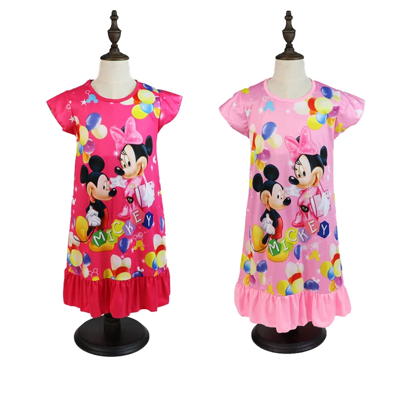 

Children Girls Pajamas Dress Summer Short Sleeve minnie mouce Cartoon Nightgown Dresses Pajamas Sleepwear Home Clothes