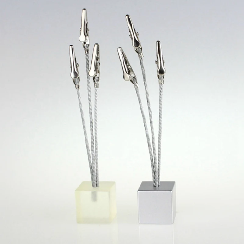 

Small Cube 3 Alligator Wire Memo Picture Note Card Desk Paper Photo Clip Holder,table Stand Place Office Craft Decoration