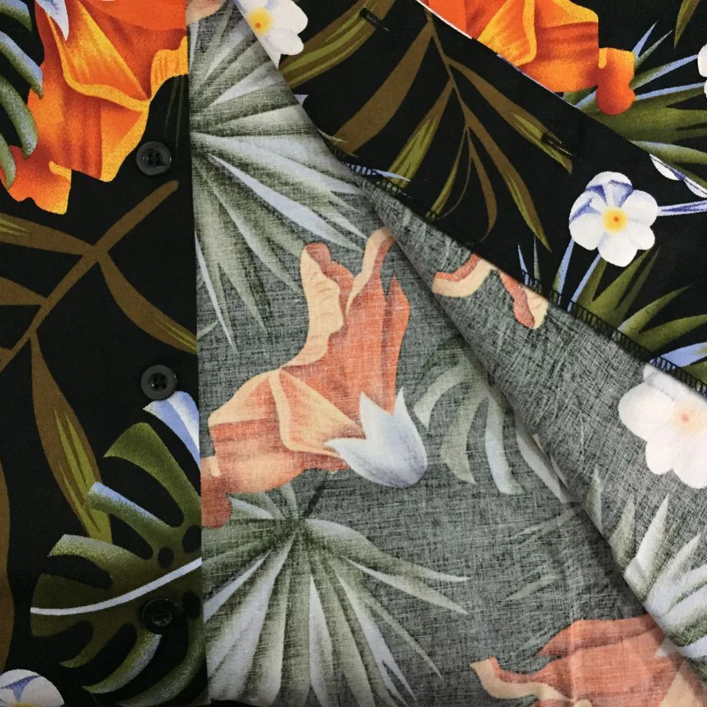 Гавайи Aloha рубашка Мужская Средний Monstera листьев цветочный на пуговицах Блузка повседневное с короткими рукавами Boho Лето ретро рубашки