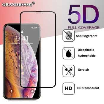 

50pcs 5D Curved Tempered Glass Full Cover For iPhone 11 Pro Max XS XR X 8 7 6 6S Plus Protective Anti-Scratch Screen Protector