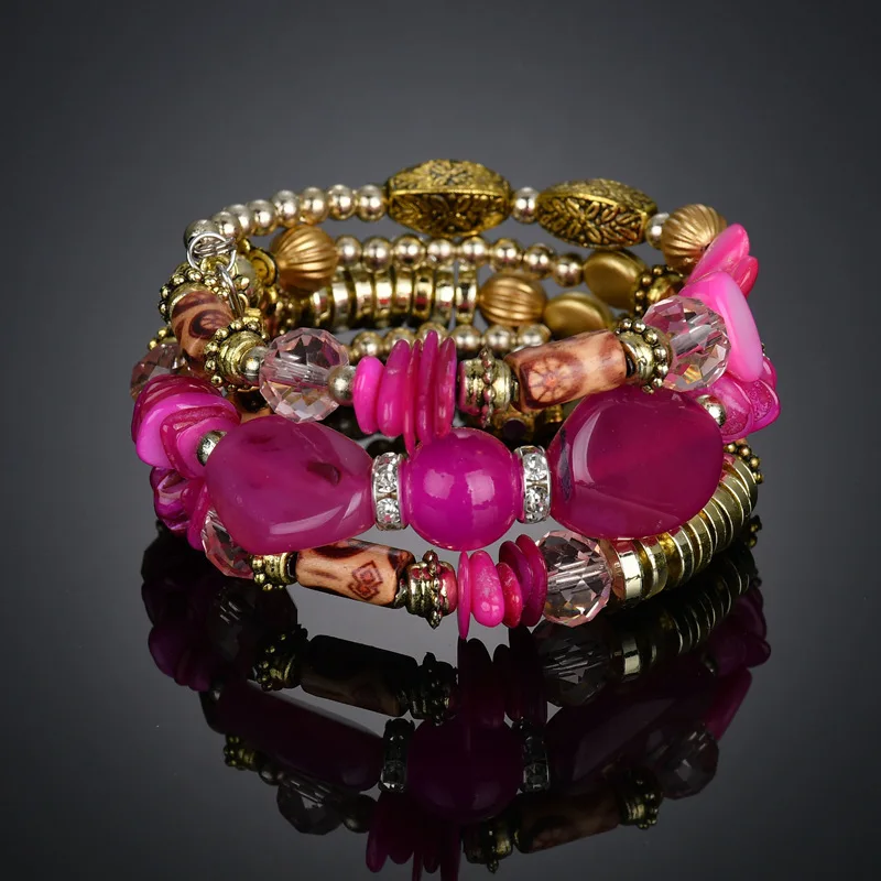 Натуральный настоящий розовый фиолетовый кристалл камень лунный камень чипы эластичный браслет из бусин Настоящий камень браслеты