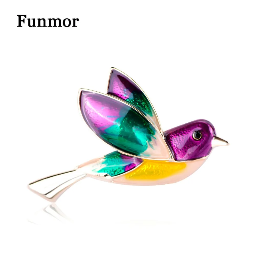 

FUNMOR Colorful Enamel Flying Bird Shape Brooches Gold Color Animal Brooch Badge Women Kids Sweater Pendant Alloy Metal Pin Gift