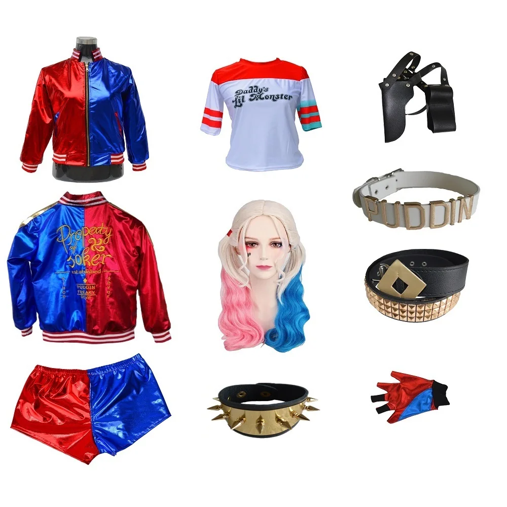 Cosplay&ware Squad Cosplay Costumes Quinn Harley Monster T Shirt Coat Jacket Pants Bracelet Belt Necklace Gloves Full Set -Outlet Maid Outfit Store HTB1DtKyV9zqK1RjSZFpq6ykSXXad.jpg
