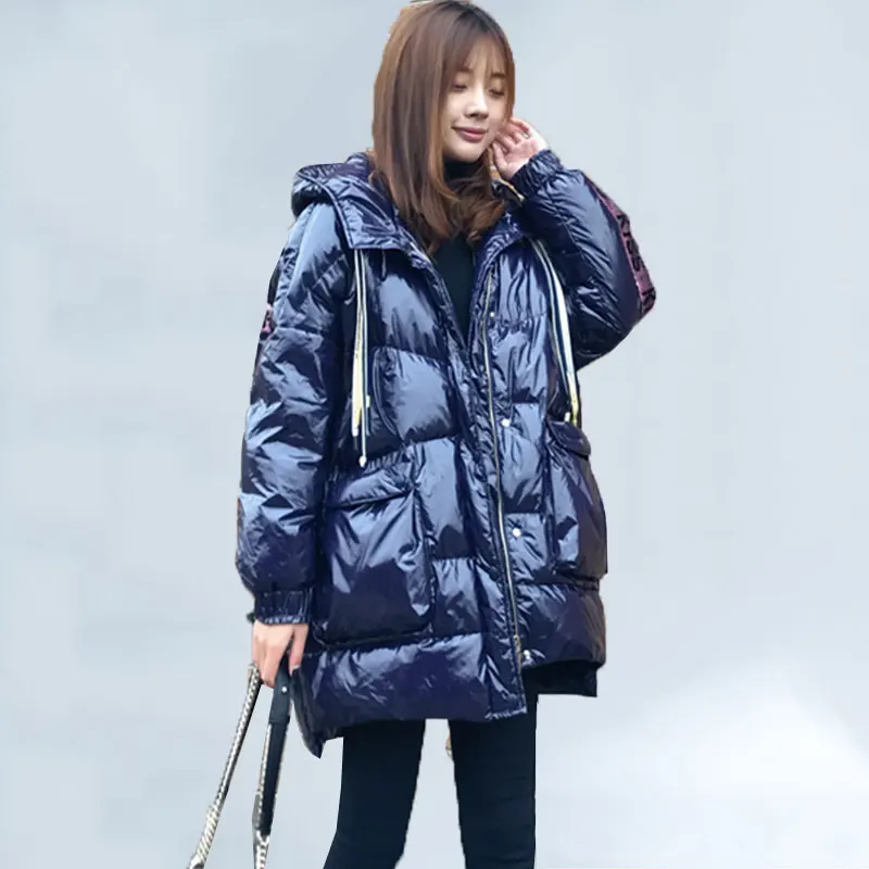 

2019 Oversized Women Coat Winter Warm Glossy Jacket Varnished Down Jacket Women Parka Coat Plus Size Outerwear Korean Fashion 66