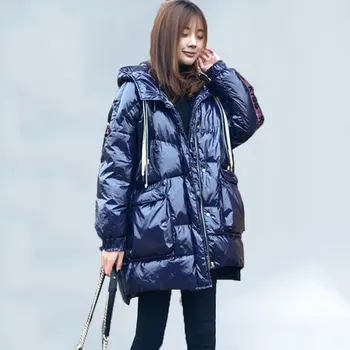 

2019 Oversized Women Coat Winter Warm Glossy Jacket Varnished Down Jacket Women Parka Coat Plus Size Outerwear Korean Fashion 66