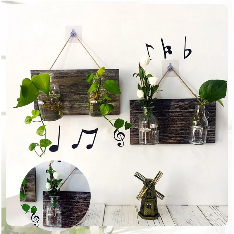 American Village Plant Water Culture Home Decor Figurines Creative Double Hydroponic Bar Study Office Wall Decorations GIFT | Дом и сад