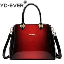 YD-EVER женская сумка из лакированной кожи, брендовая сумка на плечо, роскошная модная сумка-тоут, клатч, металлический дизайн, лакированная большая сумка-мессенджер