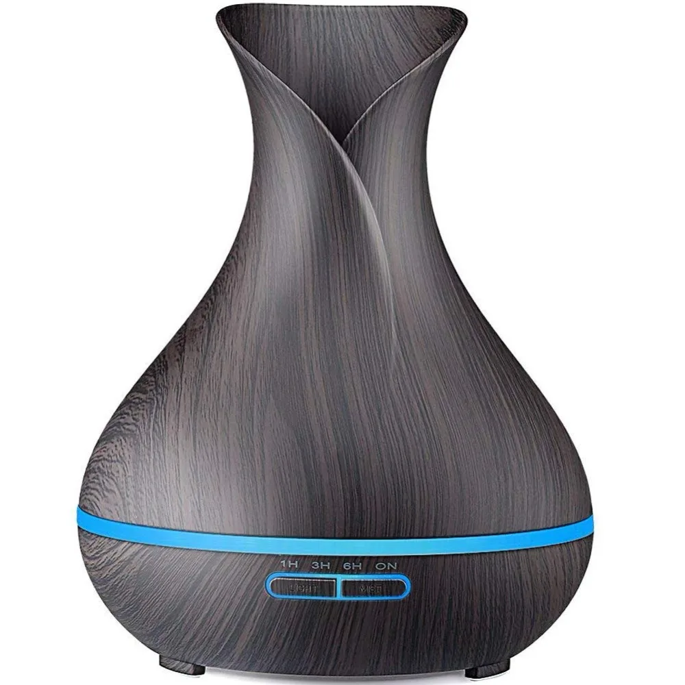 

400ml Wood Grain Cool Mist Humidifiers Ultrasonic Aromatherapy Diffusers with 4 Timer Setting for Home Bedroom Baby Room Study