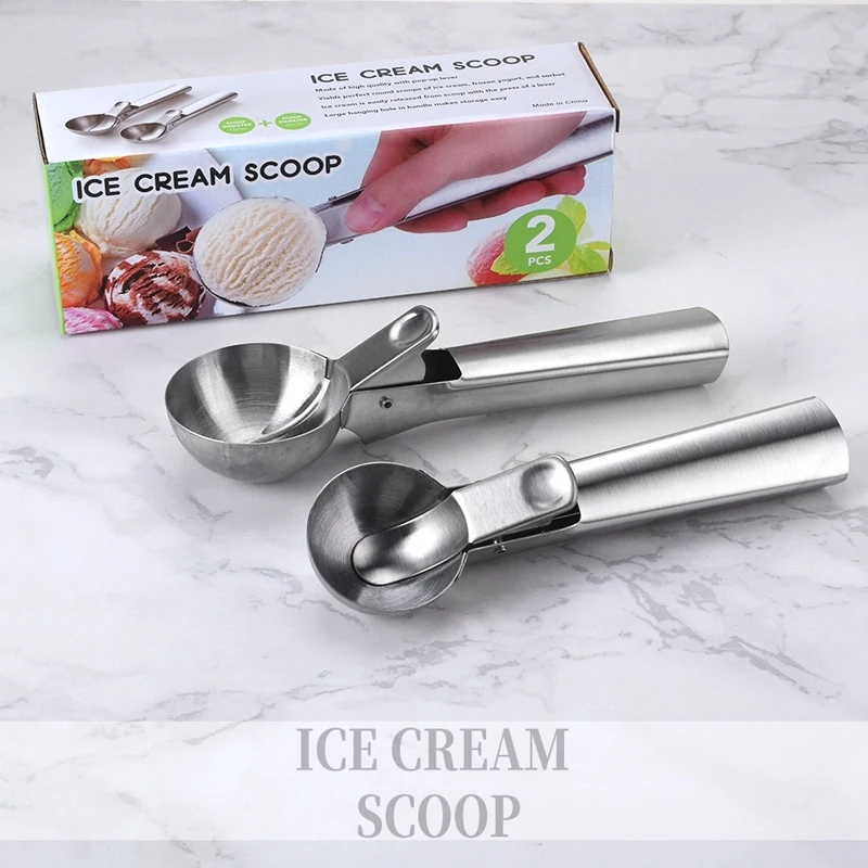 Durable Stainless Steel Ice cream Scoop Practical Ice Ball Maker for Mash Fruit Food Spoon Kitchen Tools Frozen Yogurt Dipper