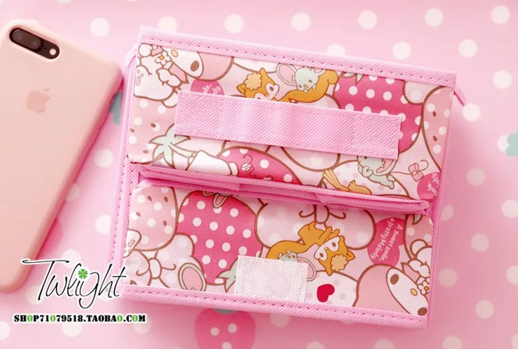 Мультфильм Даффи Stellalou рисунок «Hello Kitty» с рисунками из мультфильма «My Melody Cinnamoroll Собака персонажи Little Twin Stars милые косметички складной ящик для хранения сумка