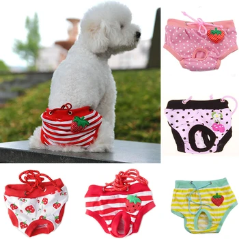 

Pet Dog Physiological Pants Strawberry Print Cotton Pet Dog Panties Strap Sanitary Dog Underwear Diapers Puppy Shorts