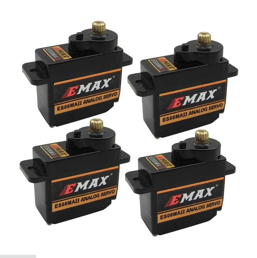 4PCS  EMAX ES08MA II Metal Gear Servo Torque 2kg With JR Plug for  RC Helicopter RC Plane RC Airplane Aeromodelling
