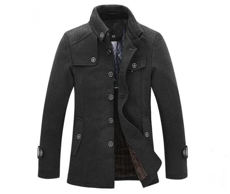 Популярная мужская куртка высокого качества на осень и зиму повседневные пальто, шерстяной жакет - Цвет: Dark gray