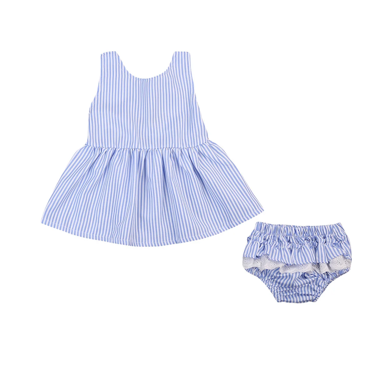 

2PCS Newborn Toddler Baby Girls Clothes Sets Tutu Princess Bow Dress Tops Sleeveless Shorts Striped Outfis Clothing Set