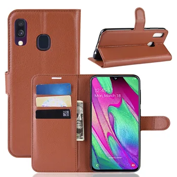 

50pcs/lot Litchi Pattern Flip PU Leather Wallet Phone Case For Samsung Galaxy A10 A20 A30 A50 Lychee grain cover