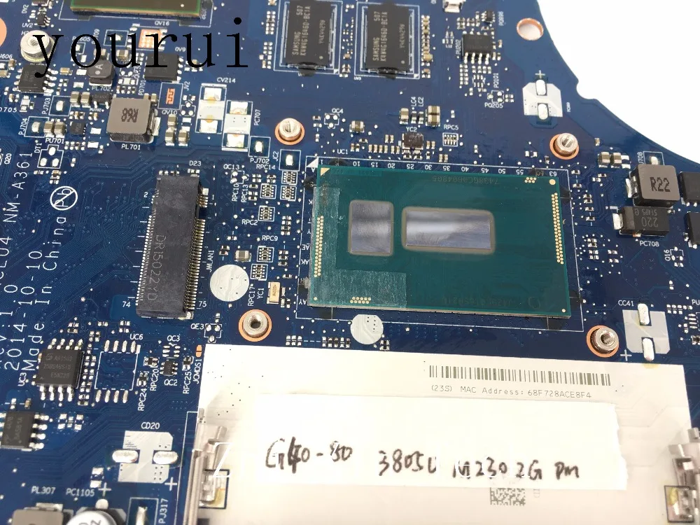 Yourui-placa-mãe Aclu3 Aclu4 Drive para Notebook Lenovo Wireless 3805u Cpu 2gb Funcionamento Adequado Placa-mãe para notebook - Imagem 3