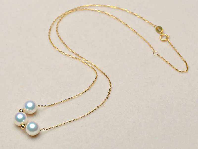 Sinya Classical 18k gold beads Natural Round Pearls choker necklace for ladies women mom girls gift with 45cm au750 gold chains  (21)
