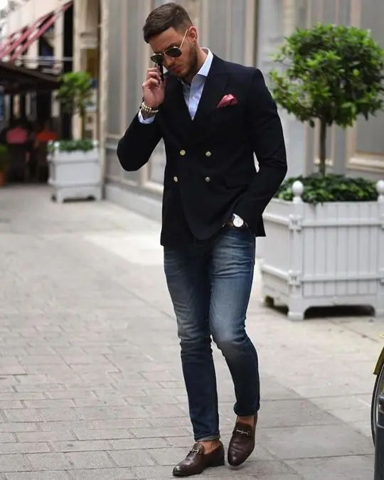 casual double breasted blazer