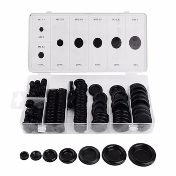 

170pcs Black Rubber Grommet Firewall Hole Plug Retaining Ring Set Car Electrical Wire Gasket Kit For Cylinder Valve Water Pipe