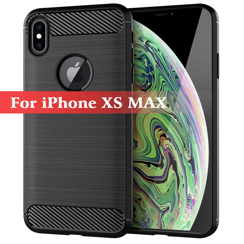 Для iPhone Xs Max чехол из углеродного волокна для задняя крышка Мягкий Силиконовый