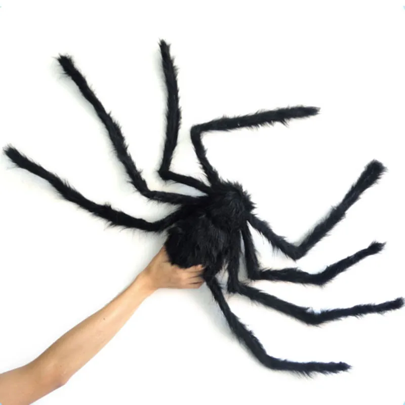 75 см мягкий черный плюшевый забавная игрушка паук Хэллоуин реквизит паук страшные красные глаза для розыгрыш на Хэллоуин страшный Декор Игрушки вечерние сцены CA