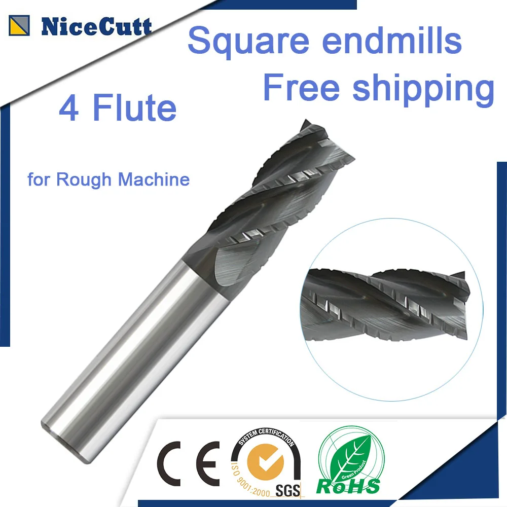 Free Shipping Milling Cutter 4 Flute Solid Carbide Square End Mill High