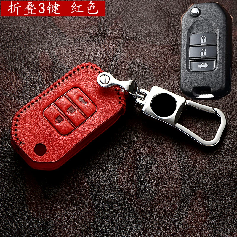 

Leather Car Key Fob Pocket Cover Case For Honda Civic CR-V HR-V Accord Jade Crider Odyssey 2015- 2018 Remote Protector