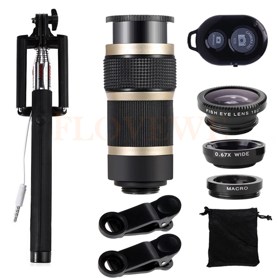 10in1 Mobile lenses Kit 8X Telephoto Zoom Lentes Wide