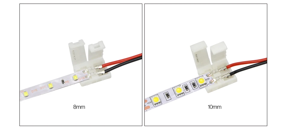 5 шт./лот Сварка светодиодные ленты Разъем 5050SMD 2pin 10 мм/2835 2pin 8 мм с проводными соединителями