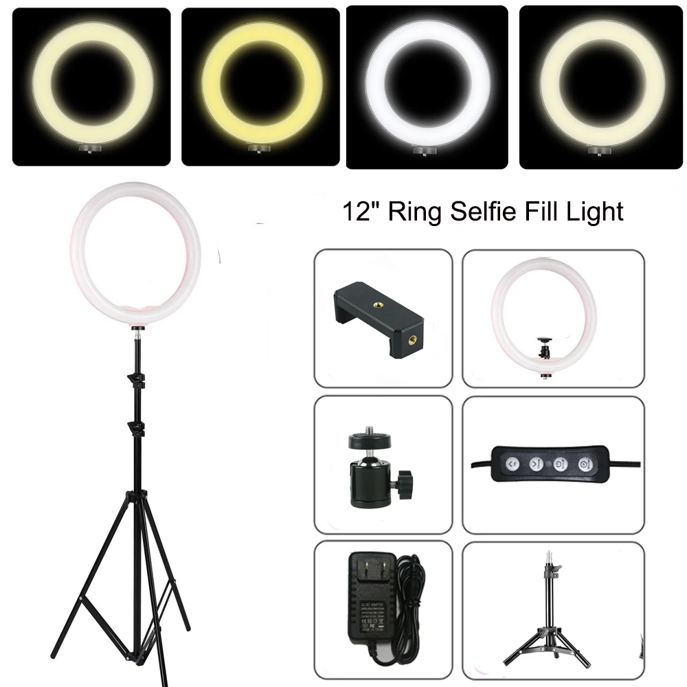 1" Фотография СВЕТОДИОДНЫЙ Selfie Ring Light трехскоростное плавное освещение с регулируемой яркостью для макияжа видео для студий с живым звуком