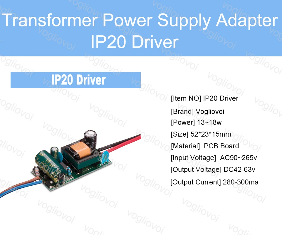 Vogliovoi 13-18 Вт Светодиодный источник питания со встроенным постоянным током 90-265 в выход мА трансформатор