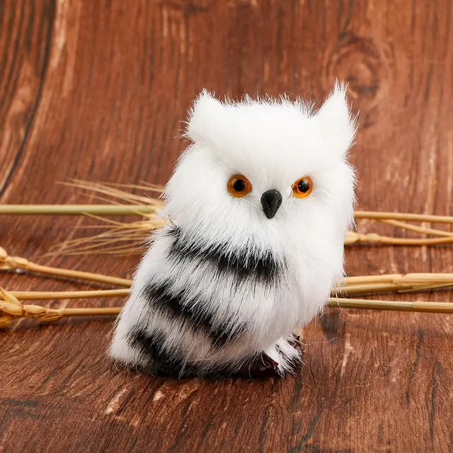 Artificial Feathered White Owl Christmas Ornament Decoration Adornment