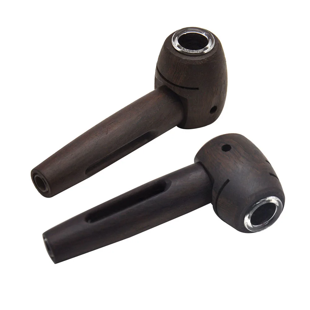 

HORNET Premium Wood Tobacco Pipe With Glass Handle 122MM Natural Handmade Wooden Smoking Herb Pipe Smoke Pipes Accessories