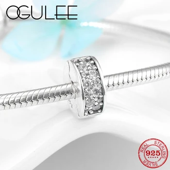 

Real 925 Sterling Silver round shape Like Crystal Clea CZ clip Lock beads Fit Original Pandora Charm Bracelet Jewelry making