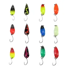 RUNATURE Fishing Spoons Trout Lures 12 PCS Steel Casting Jig Lures with Metal Single Hook Sort out Field for Saltwater Freshwater