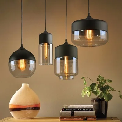 

Nordic Glass Pendant Lights Led Loft Hanging Lamp Modern E27 Industrial Decor Luminaire for Kitchen Bedroom Home Light Fixtures