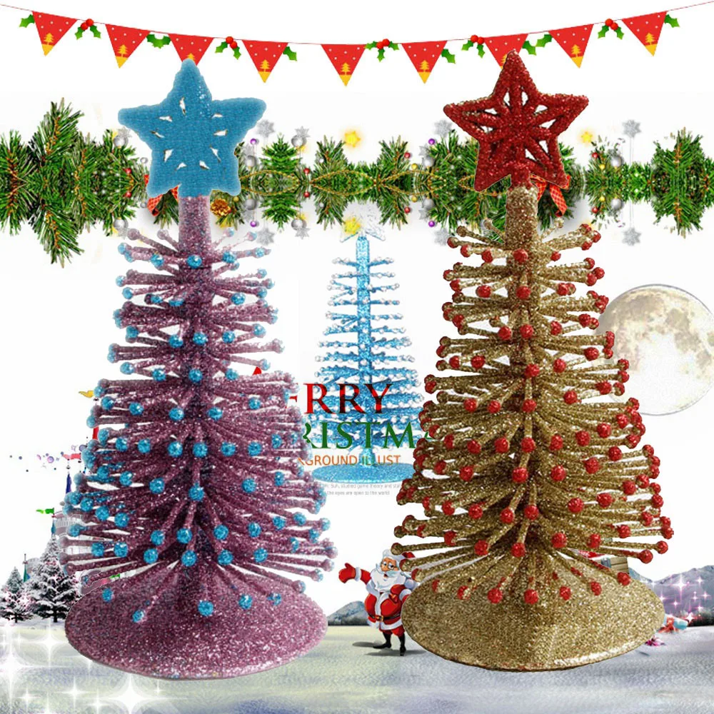 

ISHOWTIENDA 2018 Merry Christmas Artificial Tabletop Mini Tree Decorations Festival Miniature Xmas Tree New Year