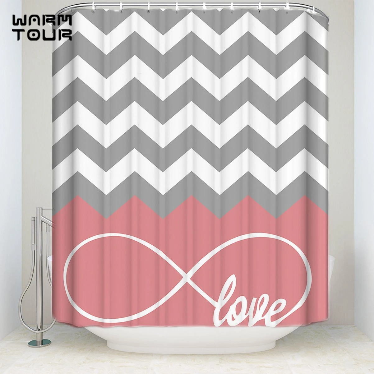 Bath Shower Curtains Pink Infinity Love Grey And White Zigzag Chevron Pattern Mildew Resistant Bathroom Decor Sets 72 X 78 Shower Curtains Aliexpress