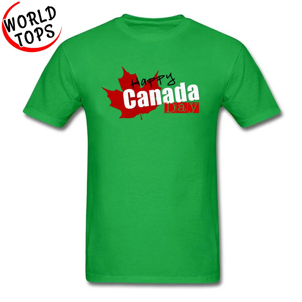 Happy Canada Day Round Neck T-shirts Summer Fall Tops Shirts Short Sleeve Classic Cotton Design Tees Unique Male Happy Canada Day green