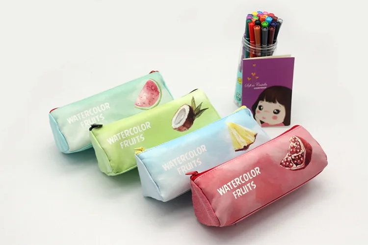 Яркий Модный креативный чехол для карандашей, летняя сумка для карандашей с фруктами, Студенческая канцелярская посылка, косметичка для девушек